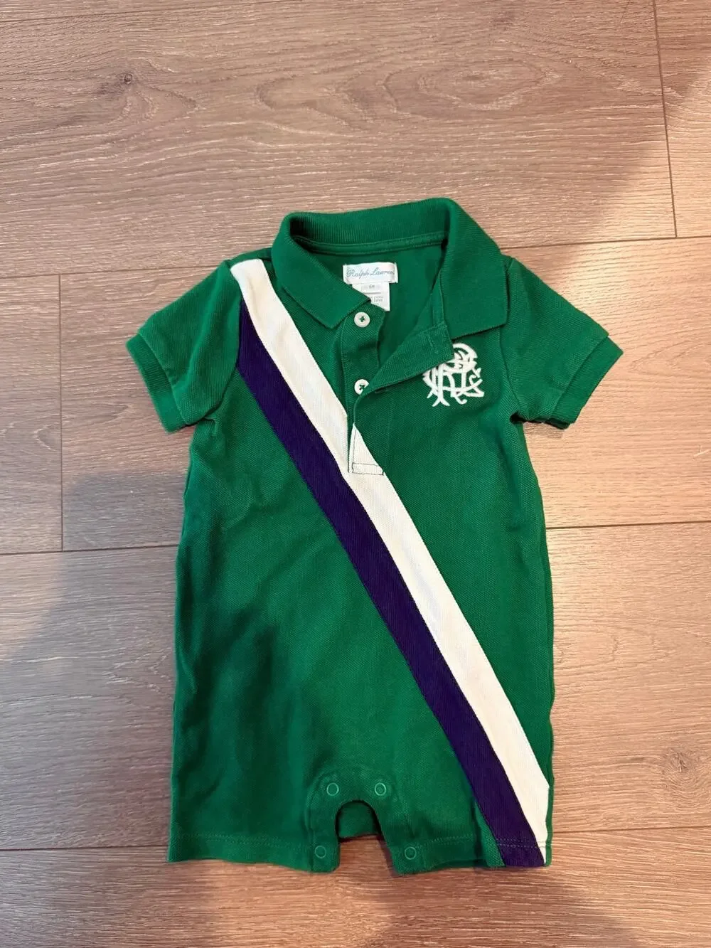 Ralph Lauren Baby Boys Banner Stripe Newport Shortall Romper Size 6 Months